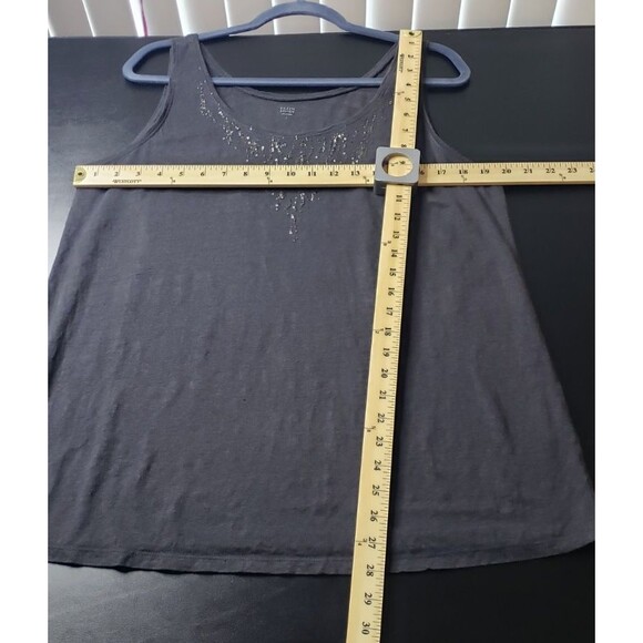Eileen Fisher Tank Top L Gray Slub 100% Linen Beaded Party Holiday Casual - Picture 7 of 9